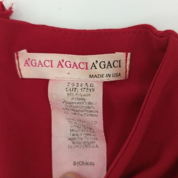 A’GACI Y2K Red Bodycon Asymmetrical Open Back Mesh Sleeve Mini Dress Size Small - Picture 3 of 8